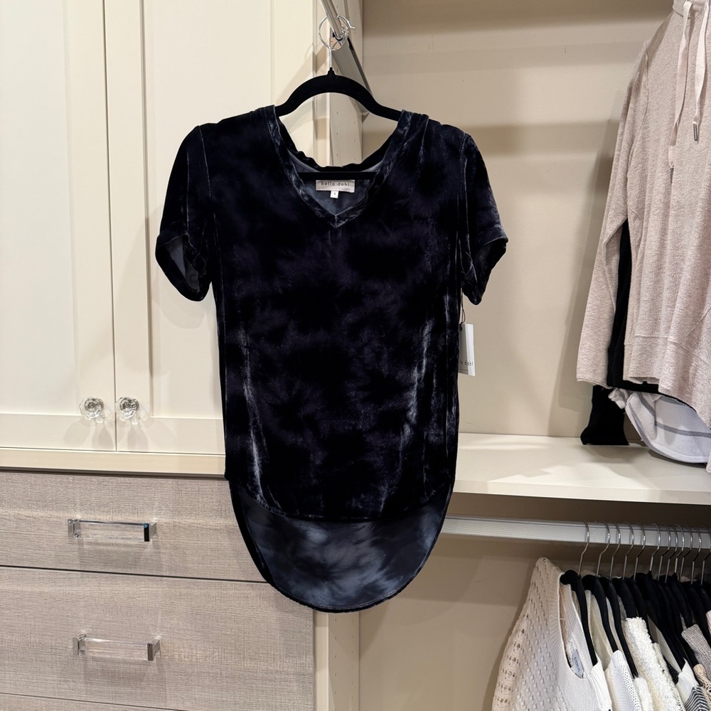 Bella Dahl Velvet Tie Dye Midnight Black Short Sleeve Top